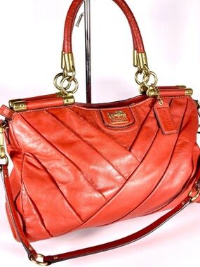 VINTAGE Coach Terracota Leather Quilted Satchel with Gold Hardware